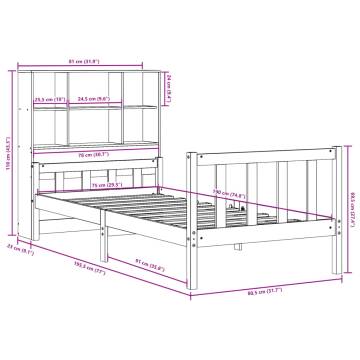 Bookcase Bed 75x190 cm - Solid Pinewood Small Single