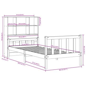 Bookcase Bed Without Mattress - Solid Wood - Wax Brown 75x190cm