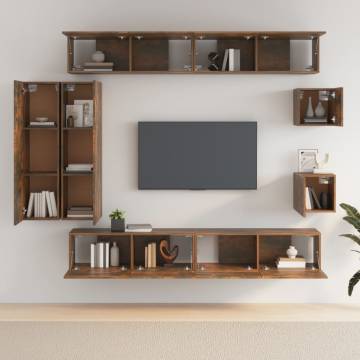 8 Piece TV Cabinet Set in Smoked Oak | Hipomarket UK