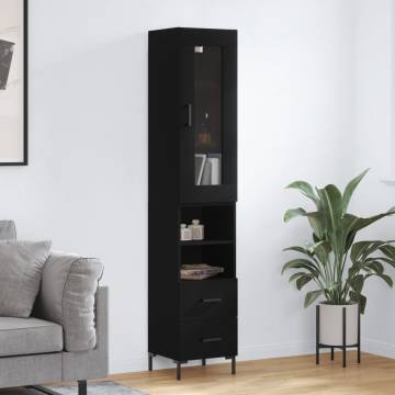 Elegant Highboard Black 34.5x34x180 cm - Engineered Wood