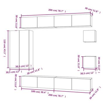 8 Piece TV Cabinet Set in Smoked Oak | Hipomarket UK