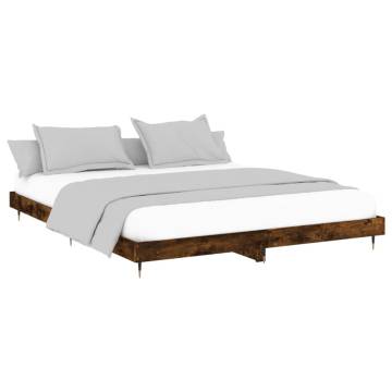 Smoked Oak Bed Frame 120x200 cm - Durable Engineered Wood