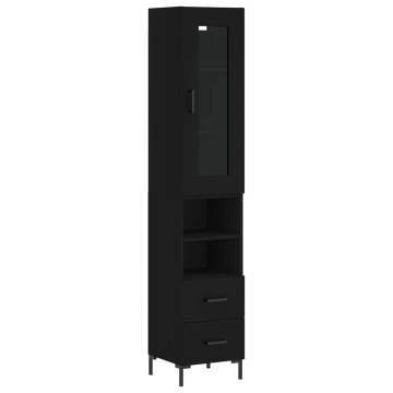 Elegant Highboard Black 34.5x34x180 cm - Engineered Wood