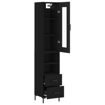 Elegant Highboard Black 34.5x34x180 cm - Engineered Wood