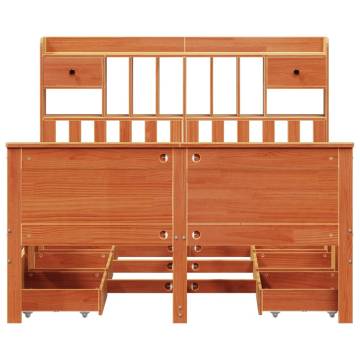 Bookcase Bed without Mattress 160x200 cm - Wax Brown Pine