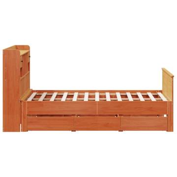 Bookcase Bed without Mattress 160x200 cm - Wax Brown Pine