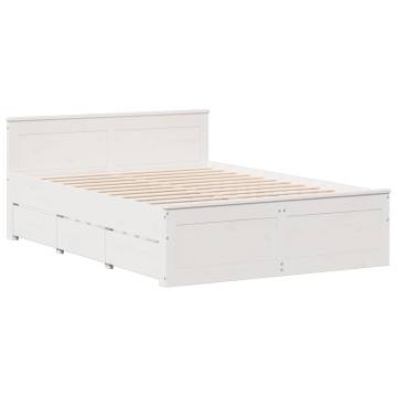 Bookcase Bed without Mattress - White Solid Pine 140x200 cm