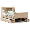 Bookcase Bed 135x190 cm Double Solid Pine Wood - Hipomarket