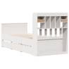 Bookcase Bed White 90x190 cm - Solid Pinewood Frame