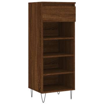 Shoe Cabinet Brown Oak - 40x36x105 cm Engineered Wood