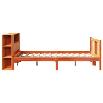 Bookcase Bed in Wax Brown - Solid Pine 140x200 cm