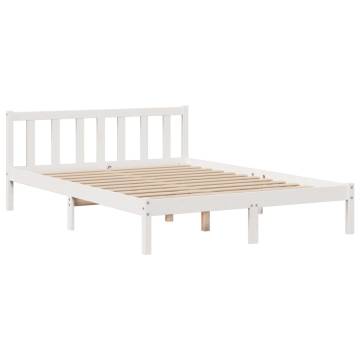 Bookcase Bed without Mattress - White Solid Pine 140x190 cm