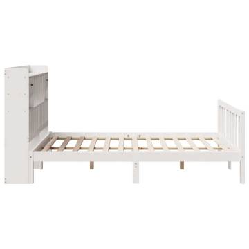 Bookcase Bed without Mattress - White Solid Pine 140x190 cm