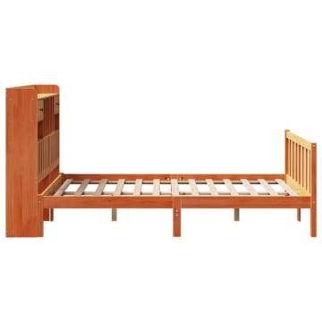 Bookcase Bed Without Mattress - Wax Brown Solid Wood 120x200 cm