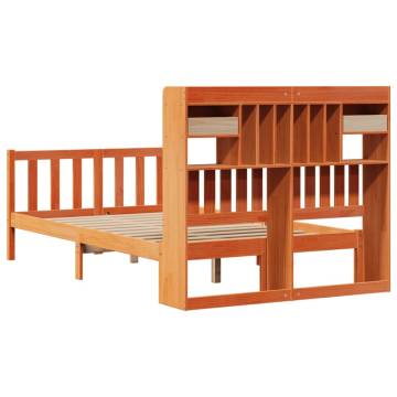 Bookcase Bed Without Mattress - Wax Brown Solid Wood 120x200 cm