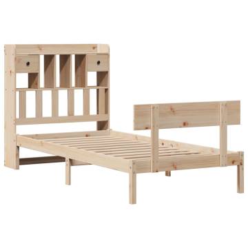 Bookcase Bed without Mattress - Solid Pine Wood 75x190 cm