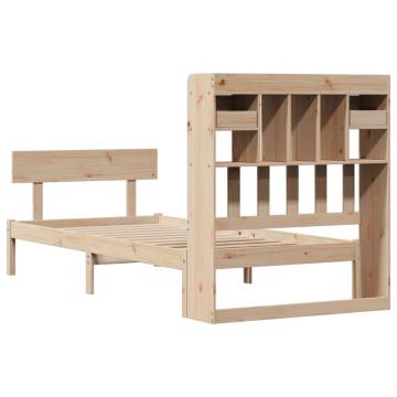 Bookcase Bed without Mattress - Solid Pine Wood 75x190 cm