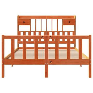 Bookcase Bed without Mattress - Wax Brown King Size | Hipo Market