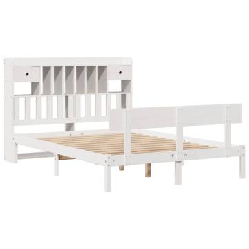 Stylish White Bookcase Bed 160x200 cm | Solid Pine Wood