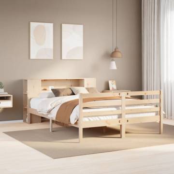 Bookcase Bed 120x190 cm - Solid Pine Wood, Space Saving Design