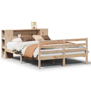 Bookcase Bed 120x190 cm - Solid Pine Wood, Space Saving Design