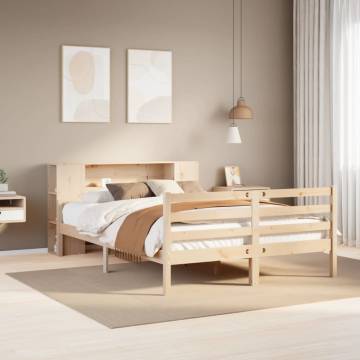 Bookcase Bed 135x190 cm - Double Solid Pine | HipoMarket