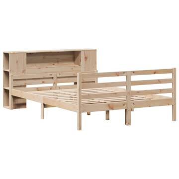 Bookcase Bed 135x190 cm - Double Solid Pine | HipoMarket