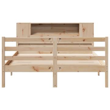 Bookcase Bed 135x190 cm - Double Solid Pine | HipoMarket