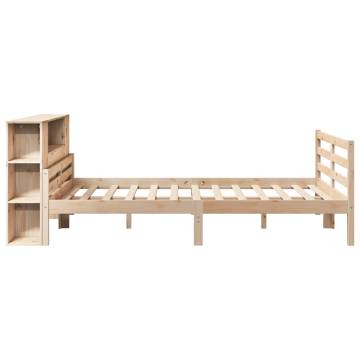 Bookcase Bed 135x190 cm - Double Solid Pine | HipoMarket