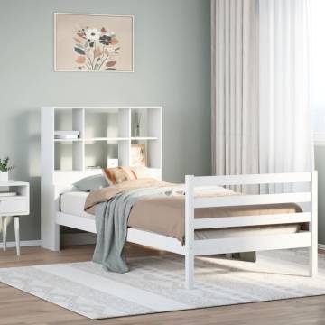 Bookcase Bed without Mattress - White 90x190 cm Solid Pine