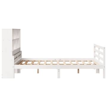 Bookcase Bed in White - Solid Pine 140x190 cm | HipoMarket UK