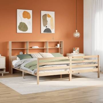 Bookcase Bed 200x200 cm - Solid Pinewood | Hipo Market