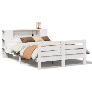 King Size Bed Frame without Mattress - White Solid Pine 150x200cm