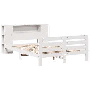 King Size Bed Frame without Mattress - White Solid Pine 150x200cm