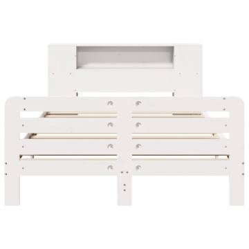 King Size Bed Frame without Mattress - White Solid Pine 150x200cm