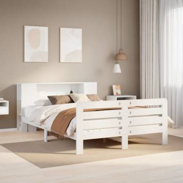 Stylish White Bed Frame 120x190 cm Small Double - Solid Pine