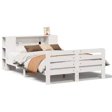 Stylish White Bed Frame 120x190 cm Small Double - Solid Pine