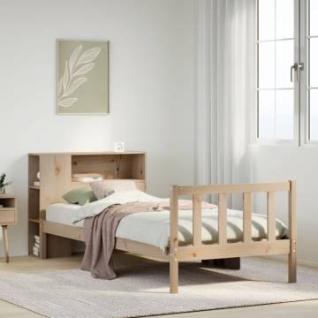 Bookcase Bed Without Mattress - Solid Wood Pine 90x190 cm Single