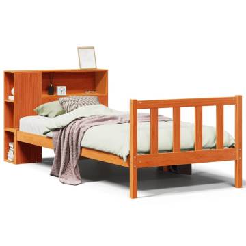 Bookcase Bed without Mattress - Wax Brown Solid Wood 75x190 cm