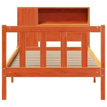 Bookcase Bed without Mattress - Wax Brown Solid Wood 75x190 cm