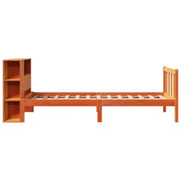 Bookcase Bed without Mattress - Wax Brown Solid Wood 75x190 cm