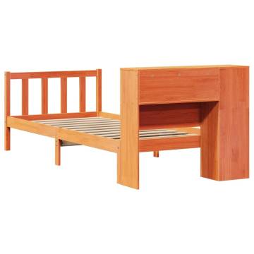 Bookcase Bed without Mattress - Wax Brown Solid Wood 75x190 cm