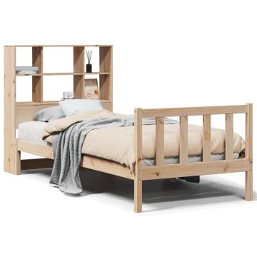 Bookcase Bed Frame 90x190 cm Solid Pine - No Mattress Included