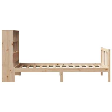 Bookcase Bed Frame 90x190 cm Solid Pine - No Mattress Included