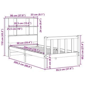 Bookcase Bed without Mattress - White 90x200 cm Solid Pine