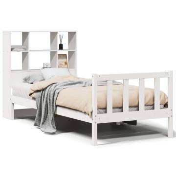 Bookcase Bed without Mattress 100x200 cm Solid Wood Pine - White