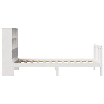 Bookcase Bed without Mattress 100x200 cm Solid Wood Pine - White