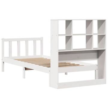 Bookcase Bed without Mattress 100x200 cm Solid Wood Pine - White