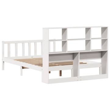 Bookcase Bed without Mattress - White Solid Pine 120x200 cm