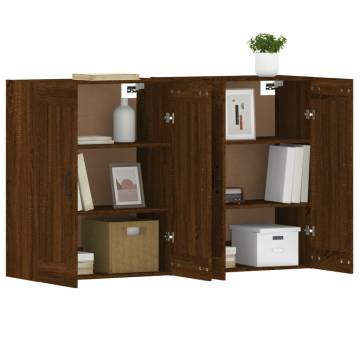 Stylish Wall Mounted Cabinets - 2 pcs Brown Oak | HipoMarket